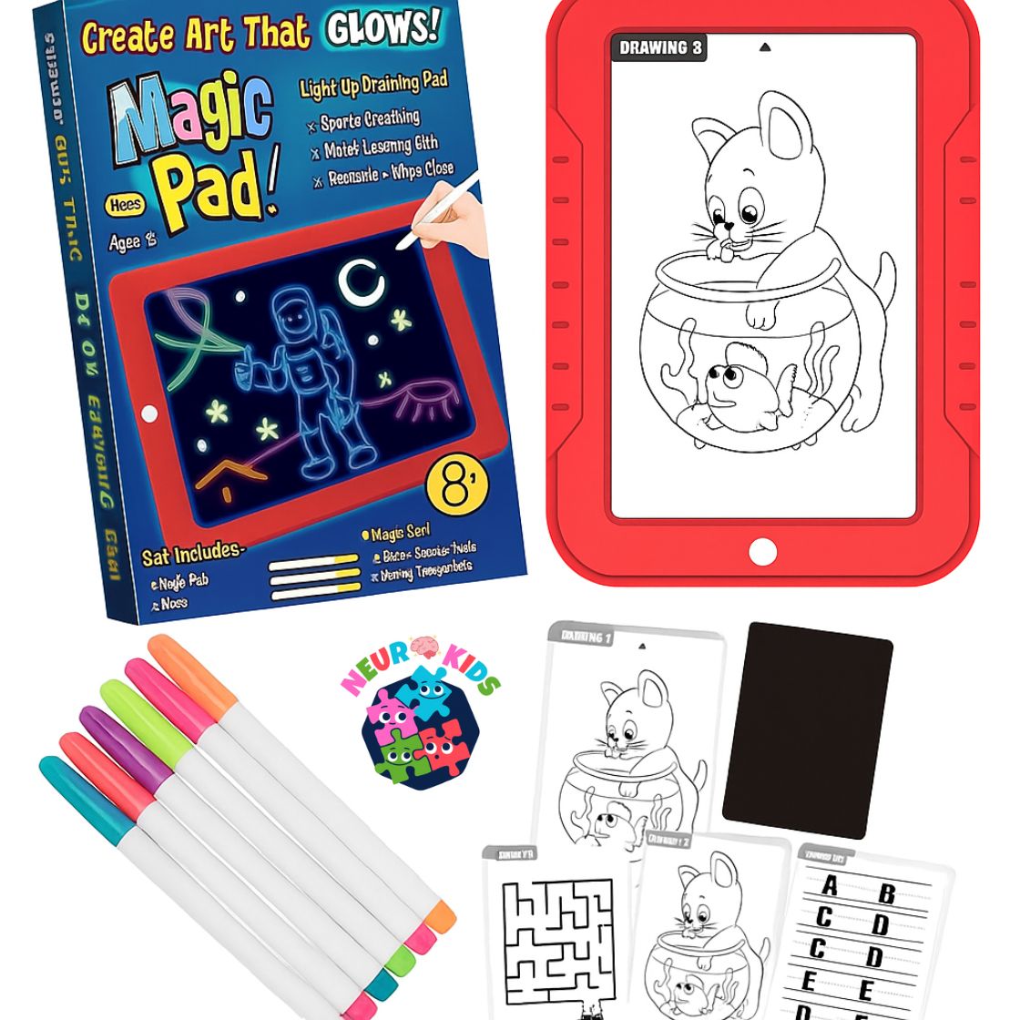 Magic Pad Con Luz Led Marcadores